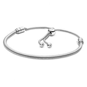 Pandora Snake Chain Slider Bracelet Sterling Silver CZ Adjustable Sparkle